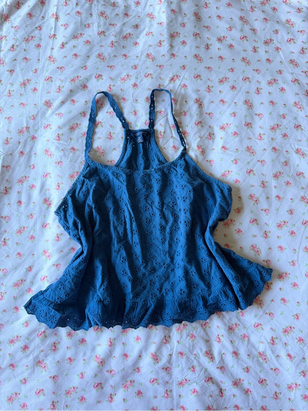 & Other Stories Blue Eyelet Racerback Camisole